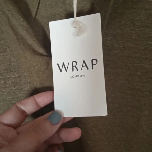 Wrap London Tunic blouse 100% linen olive green women's size 8 - Picture 5 of 10